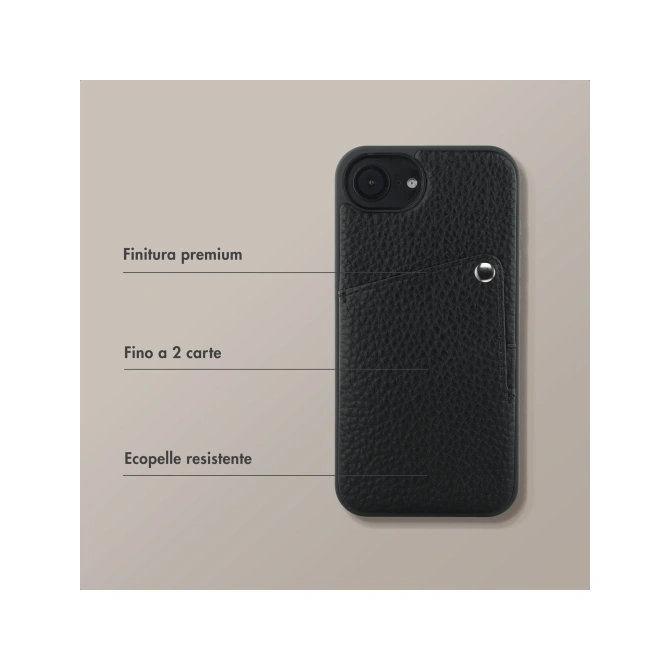 Selencia Riva Backcover met Pashouder Apple iPhone 17e / 16e - Zwart