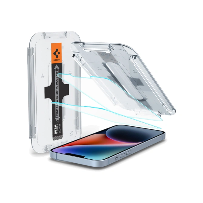 Spigen EZ Fit Glas.tR met Applicator - 1 pack Apple iPhone 17e / 16e / 14 / 13 / 13 Pro