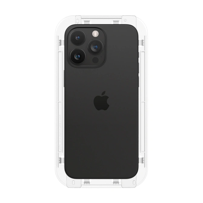 Spigen EZ Fit GLAS.tR met installatietray - Privacy Glass - 1 pack Apple iPhone 15 Pro Max