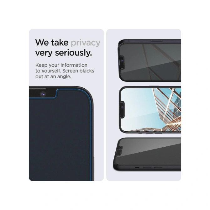 Spigen EZ Fit GLAS.tR Privacy Glass Screenprotector - 1 pack Apple iPhone 17e / 16e / 14 / 13 / 13 Pro
