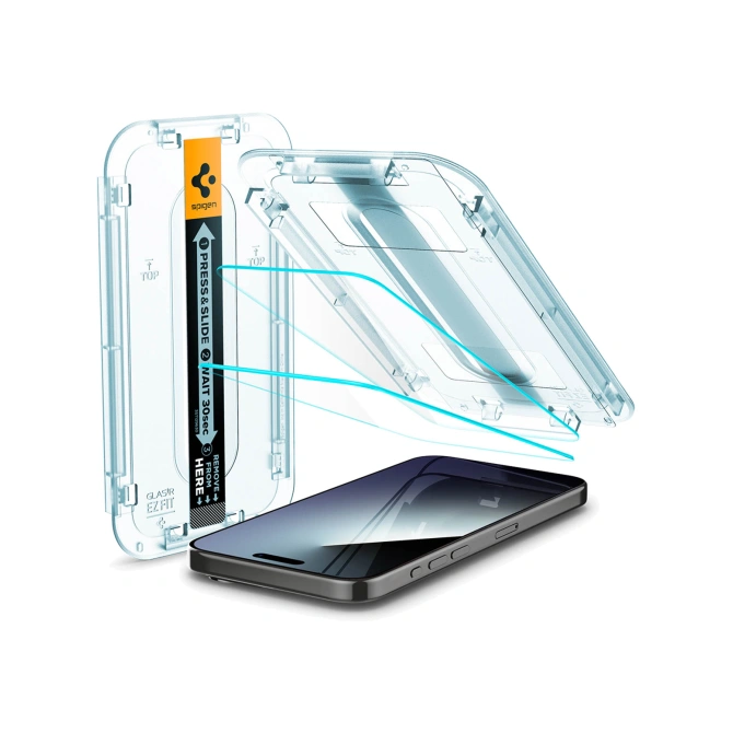 Spigen GLAStR EZ Fit Screenprotector 2 Pack + Applicator Apple iPhone 15 Pro Max