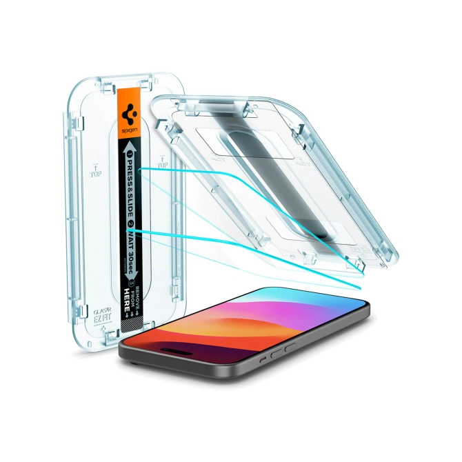 Spigen GLAStR EZ Fit Screenprotector 2 Pack + Applicator Apple iPhone 16 / 15