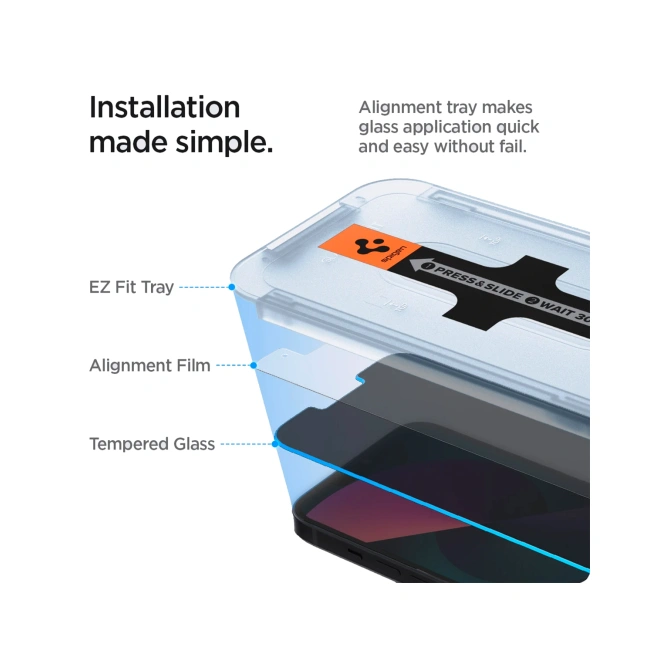 Spigen GLAStR Privacy EZ Fit Screenprotector + Applicator - 2-pack Apple iPhone 13 / 13 Pro