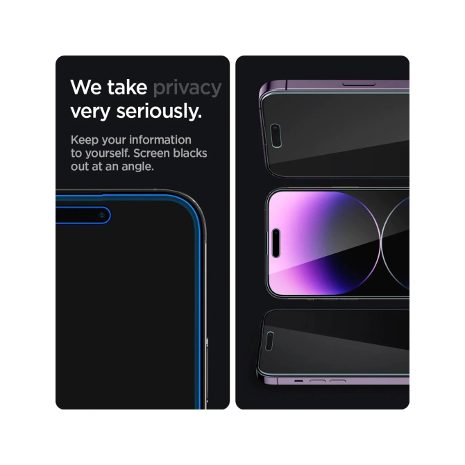 Spigen GLAStR Privacy EZ Fit Screenprotector + Applicator - 2-pack Apple iPhone 14 Pro