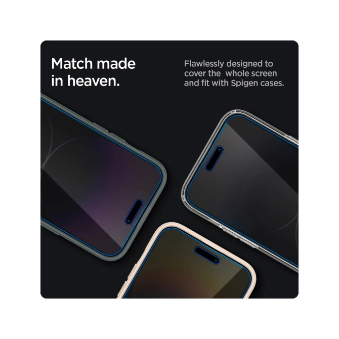 Spigen GLAStR Privacy EZ Fit Screenprotector + Applicator - 2-pack Apple iPhone 14 Pro Max