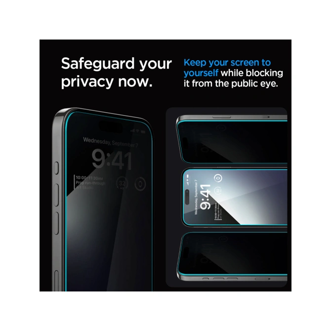 Spigen GLAStR Privacy EZ Fit Screenprotector + Applicator - 2-pack Apple iPhone 15 Pro