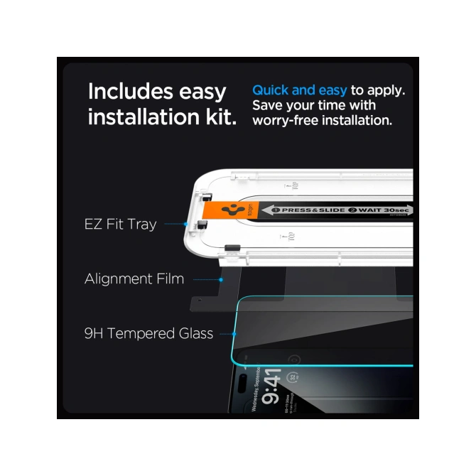 Spigen GLAStR Privacy EZ Fit Screenprotector + Applicator - 2-pack Apple iPhone 15 Pro Max