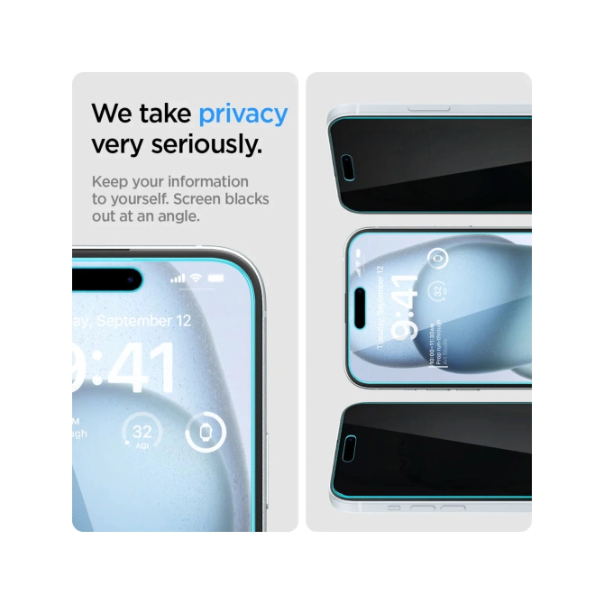 Spigen GLAStR Privacy EZ Fit Screenprotector + Applicator - 2-pack Apple iPhone 16 Plus / 15 Plus