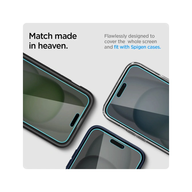 Spigen GLAStR Privacy EZ Fit Screenprotector + Applicator - 2-pack Apple iPhone 16 Plus / 15 Plus