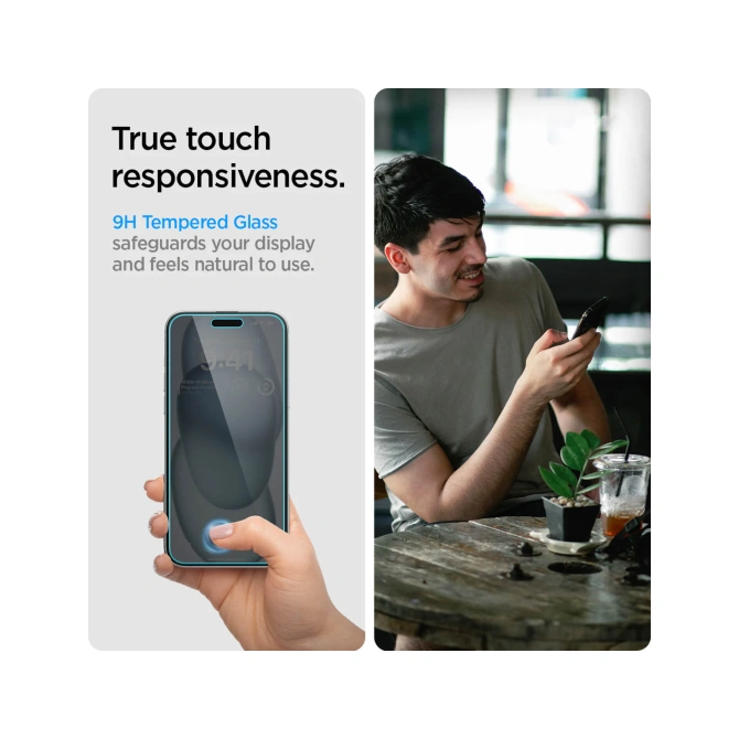 Spigen GLAStR Privacy EZ Fit Screenprotector + Applicator - 2-pack Apple iPhone 16 Plus / 15 Plus