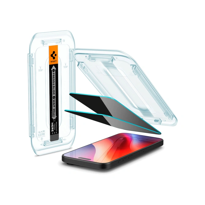 Spigen GLAStR Privacy EZ Fit Screenprotector + Applicator - 2-pack Apple iPhone 16 Pro Max / 17 Pro Max