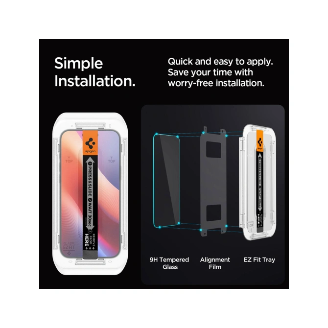 Spigen GLAStR Privacy EZ Fit Screenprotector + Applicator - 2-pack Apple iPhone 16 Pro Max / 17 Pro Max