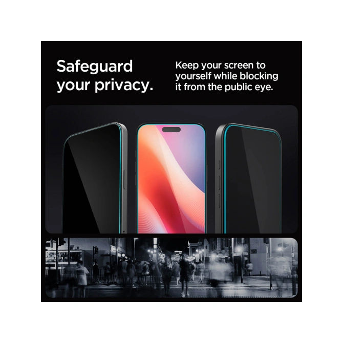 Spigen GLAStR Privacy EZ Fit Screenprotector + Applicator - 2-pack Apple iPhone 17 / 17 Pro / 16 Pro