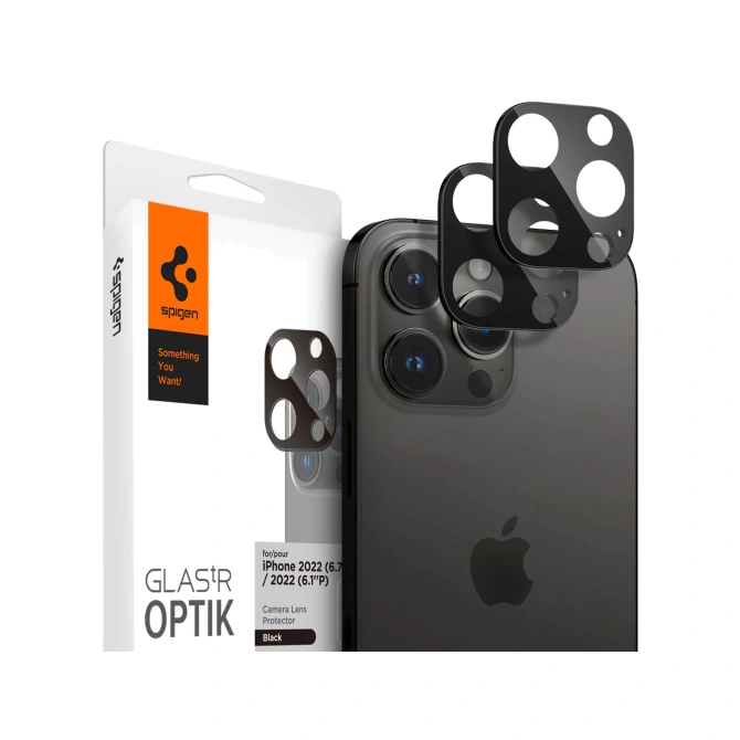 Spigen Optik Lens Protector - Full Camera bescherming (2-pack) Apple iPhone 14 Pro / 14 Pro Max - Zwart