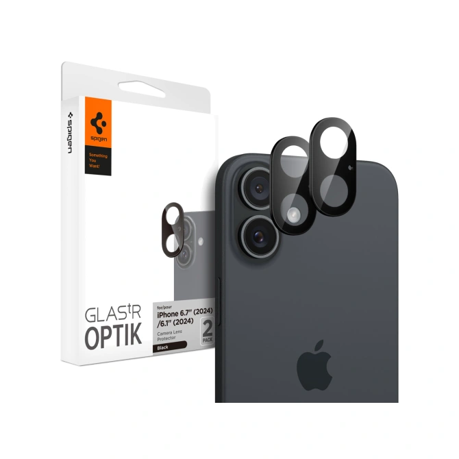 Spigen Optik Lens Protector - Full Camera bescherming (2-pack) Apple iPhone 16 / 16 Plus - Black