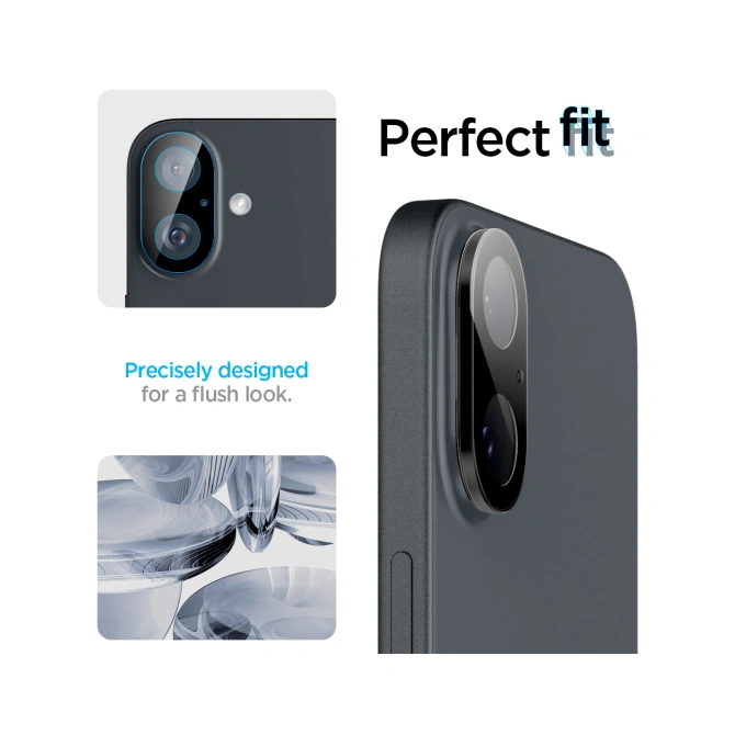 Spigen Optik Lens Protector - Full Camera bescherming (2-pack) Apple iPhone 16 / 16 Plus - Black