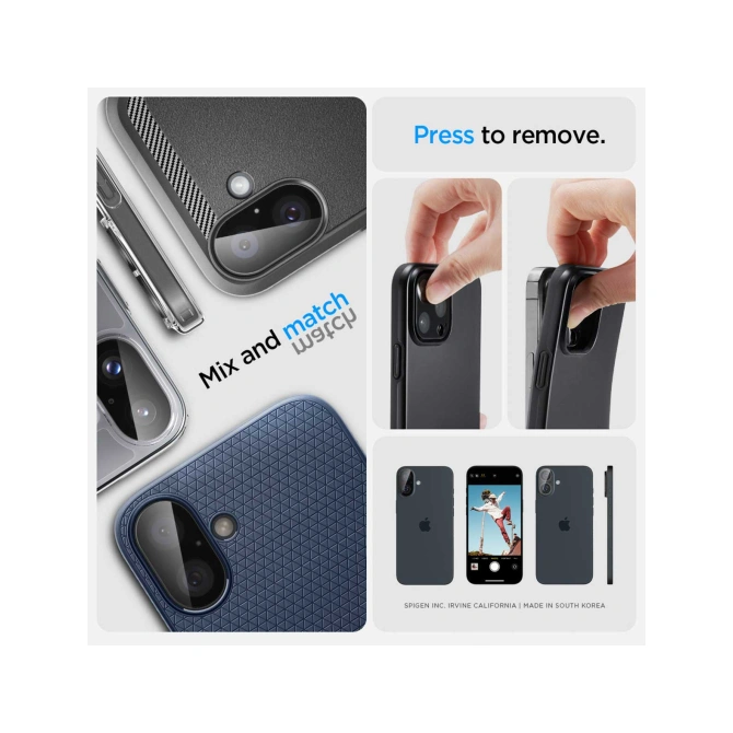 Spigen Optik Lens Protector - Full Camera bescherming (2-pack) Apple iPhone 16 / 16 Plus - Black