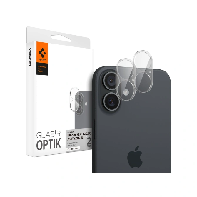 Spigen Optik Lens Protector - Full Camera bescherming (2-pack) Apple iPhone 16 / 16 Plus - Crystal Clear