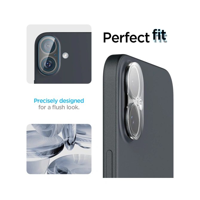 Spigen Optik Lens Protector - Full Camera bescherming (2-pack) Apple iPhone 16 / 16 Plus - Crystal Clear