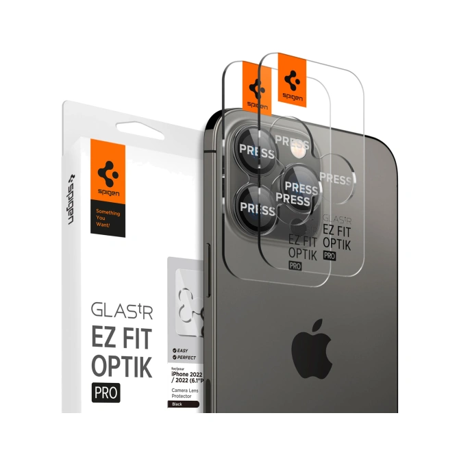 Spigen Optik Pro EZ Fit Lens Protector - Cameralens bescherming (2-pack) Apple iPhone 16 Pro (Max) / 15 Pro (Max) / 14 Pro (Max) - Black
