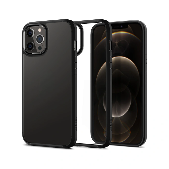 Spigen Ultra Hybrid Backcover Apple iPhone 12 (Pro) - Zwart
