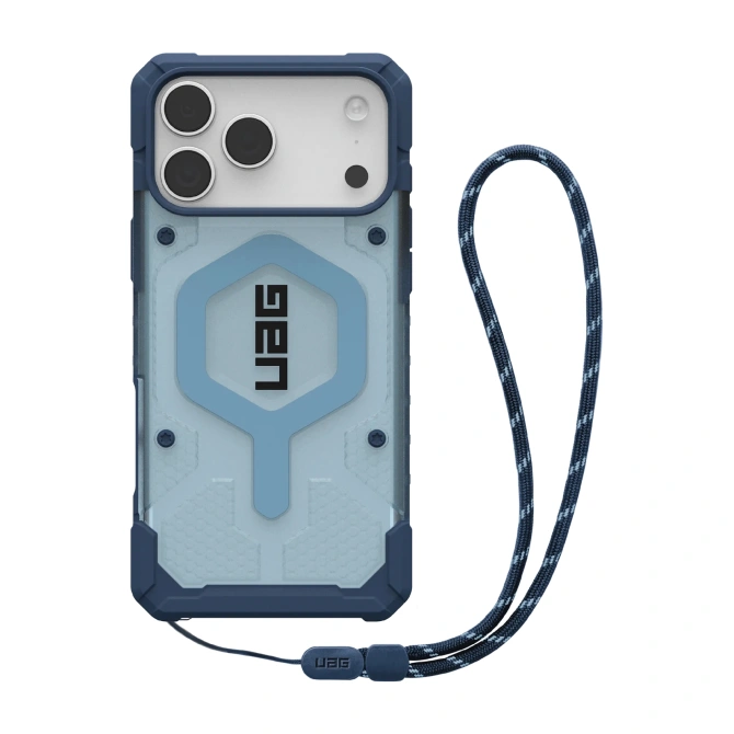 UAG Pathfinder Clear MagSafe Backcover met Lanyard Apple iPhone 17 Pro Max - Clear / Blue Lanyard