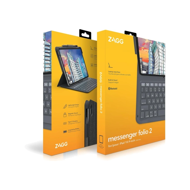 ZAGG Messenger Folio 2 Keyboard Case Apple iPad 11 (2025) 11 inch A16 / iPad 10 (2022) 10.9 inch - QWERTZ / DE - Zwart