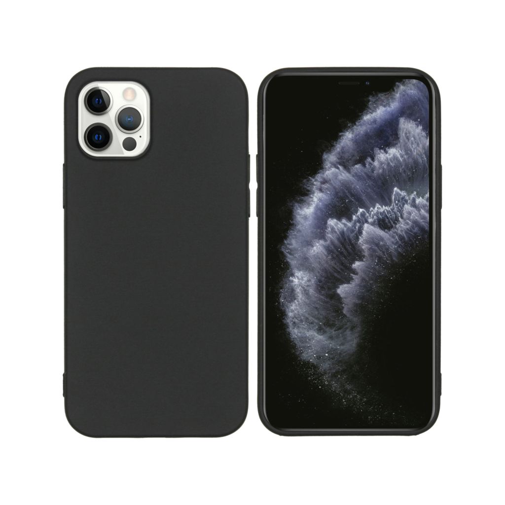 Accezz Color Backcover Apple iPhone 12 (Pro) - Zwart
