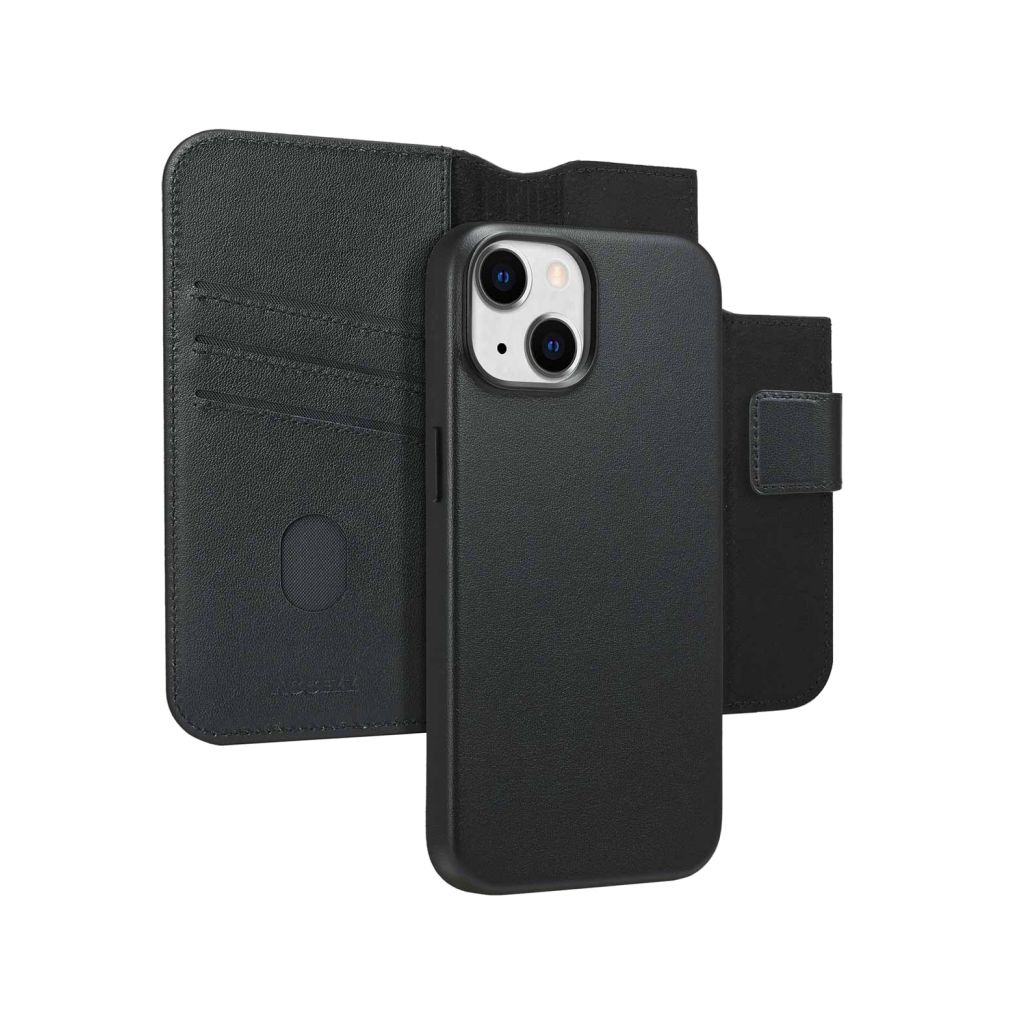 Accezz Leather Bookcase 2-in-1 met MagSafe Apple iPhone 14 - Onyx Black