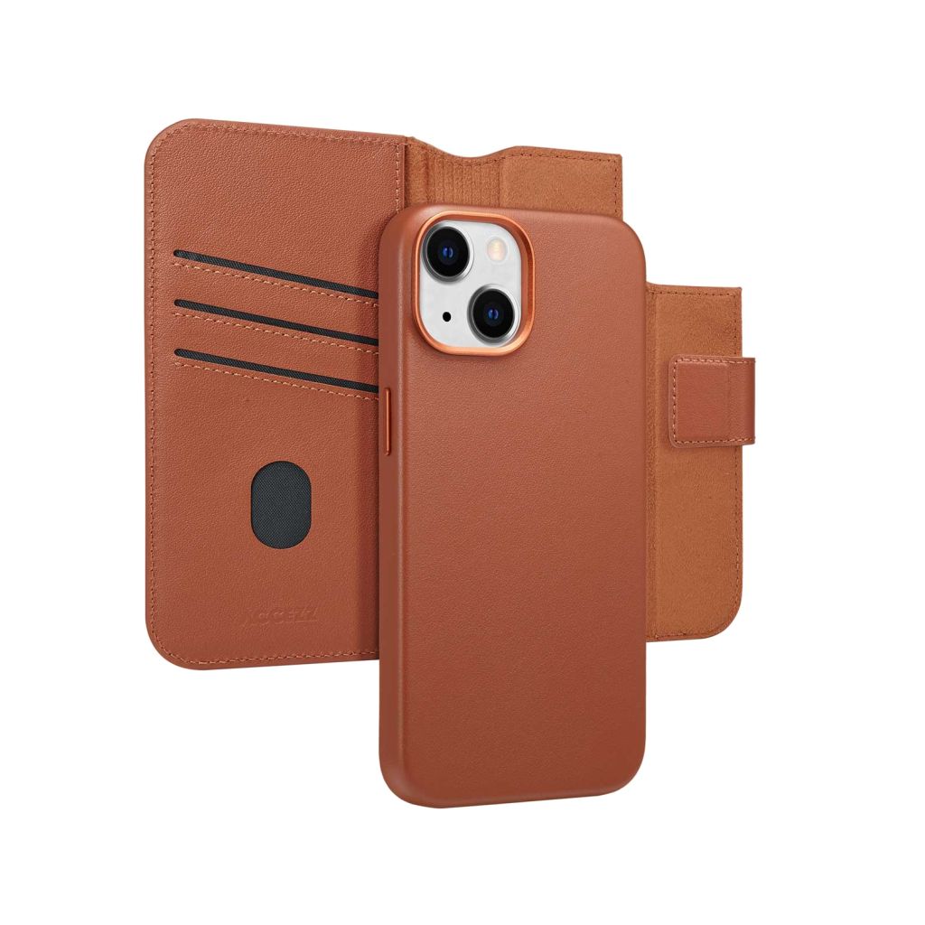 Accezz Leather Bookcase 2-in-1 met MagSafe Apple iPhone 14 - Sienna Brown