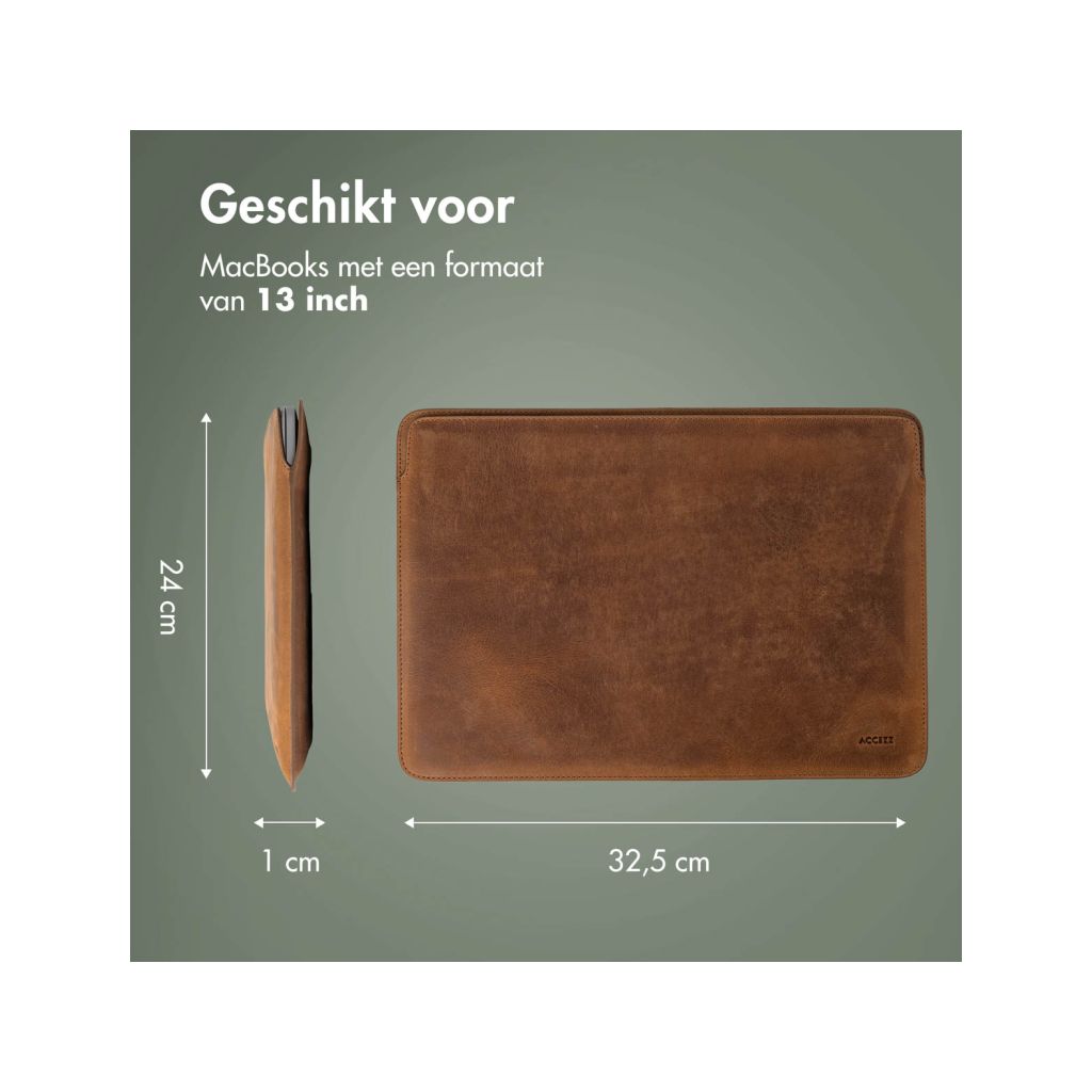 Accezz Leather Laptop hoes MacBook 13 inch - Laptopsleeve - Cognac