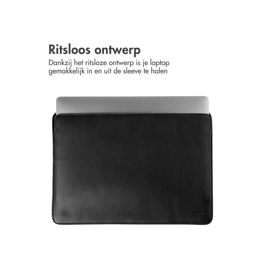 Accezz Leather Laptop hoes MacBook 15 inch - Laptopsleeve - Zwart