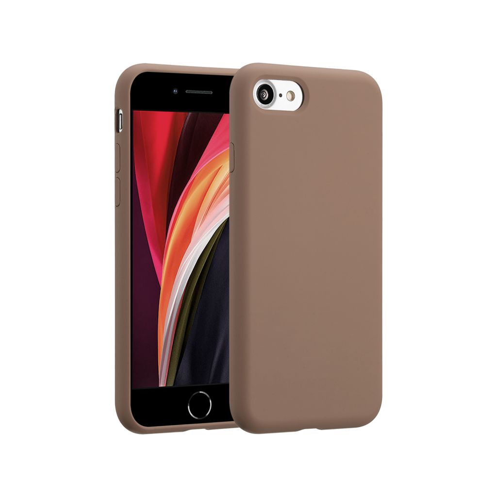 Accezz Liquid Silicone Backcover Apple iPhone SE (2022 / 2020) / 8 / 7 - Lichtbruin