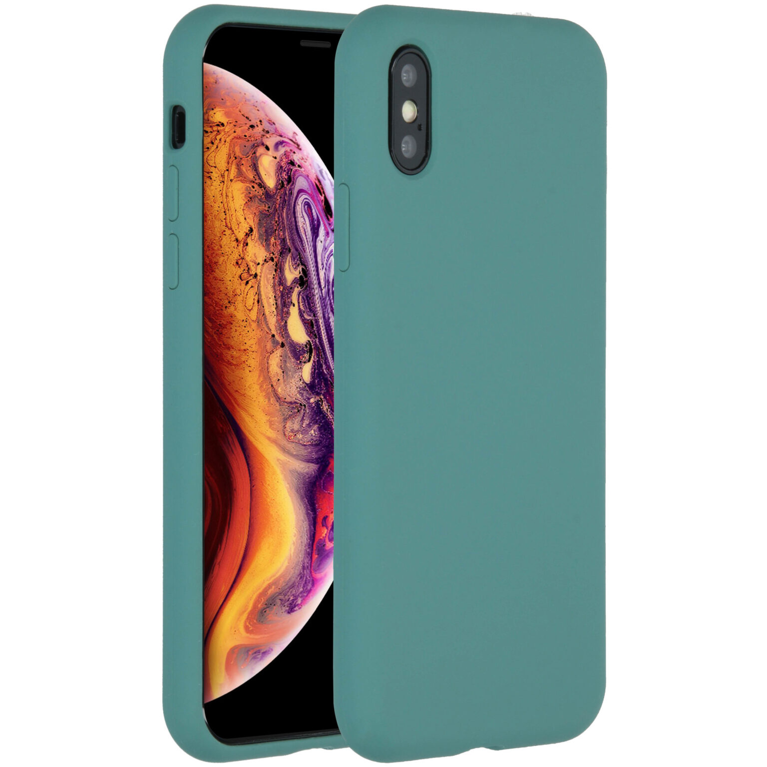 Accezz Liquid Silicone Backcover Apple iPhone Xs / X - Donkergroen