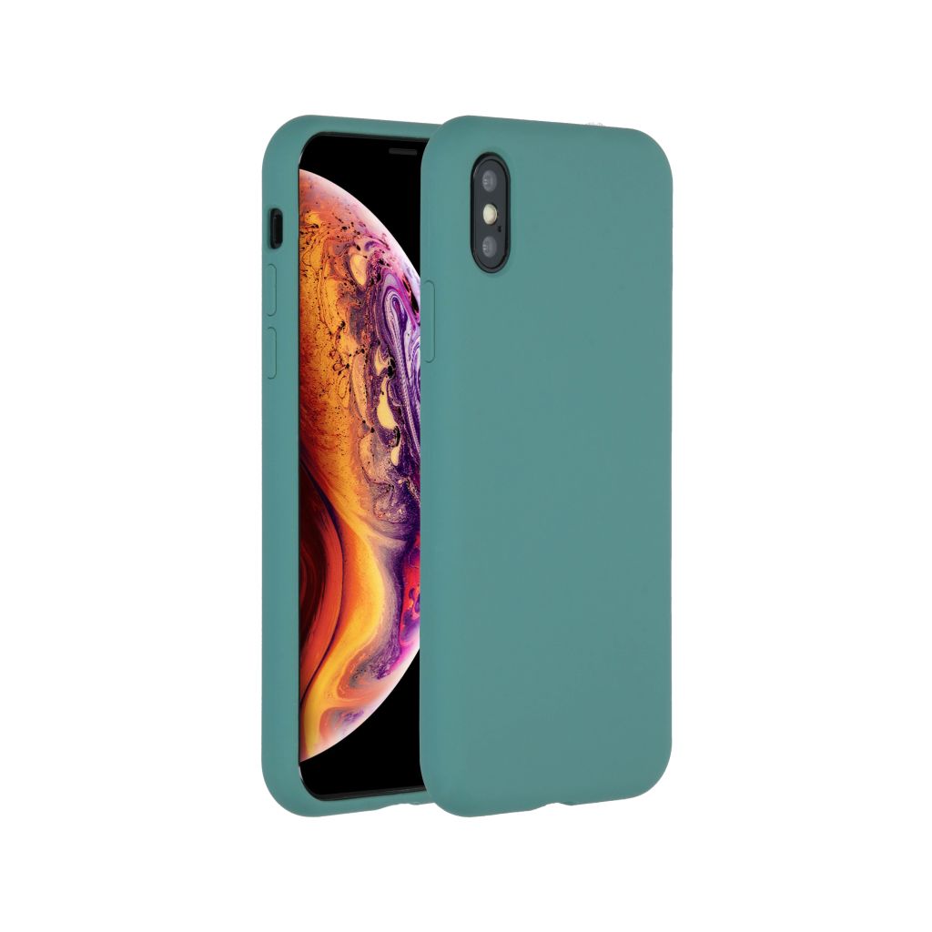 Accezz Liquid Silicone Backcover Apple iPhone Xs / X - Donkergroen