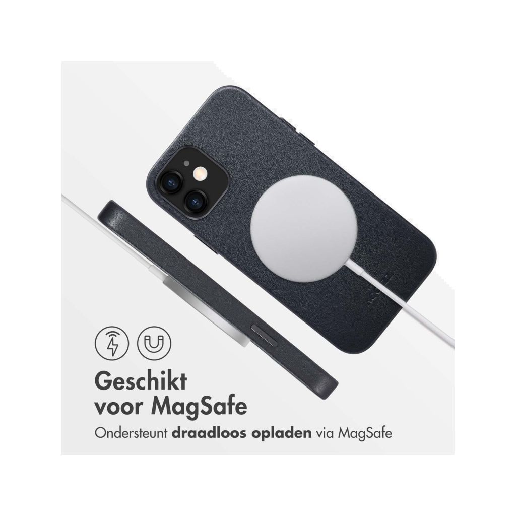 Accezz MagSafe Leather Backcover Apple iPhone 12 (Pro) - Onyx Black