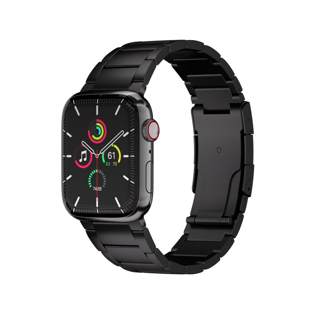 Accezz Mat Titanium bandje Apple Watch Series 1 t/m 9 / SE (38/40/41 mm) | Series 10 (42 mm) - Zwart