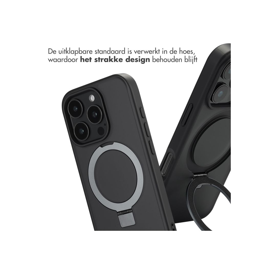 Accezz Ring Stand Backcover met MagSafe Apple iPhone 16 Pro - Zwart