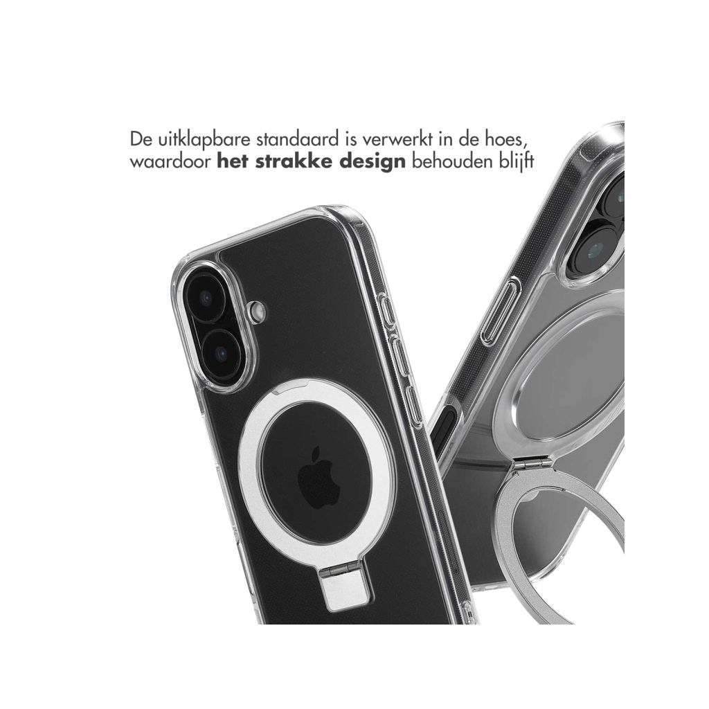 Accezz Ring Stand Backcover met MagSafe Apple iPhone 16 - Transparant