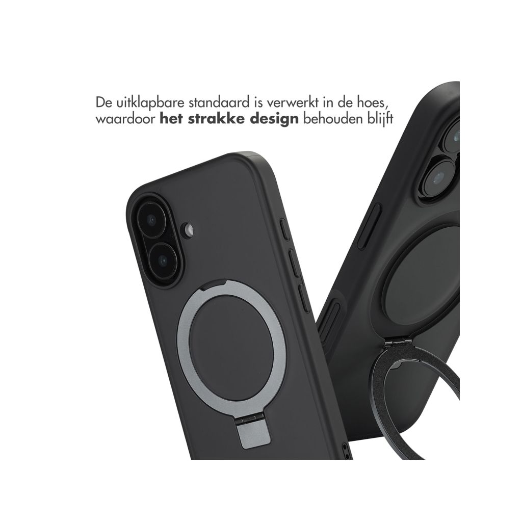 Accezz Ring Stand Backcover met MagSafe Apple iPhone 16 - Zwart