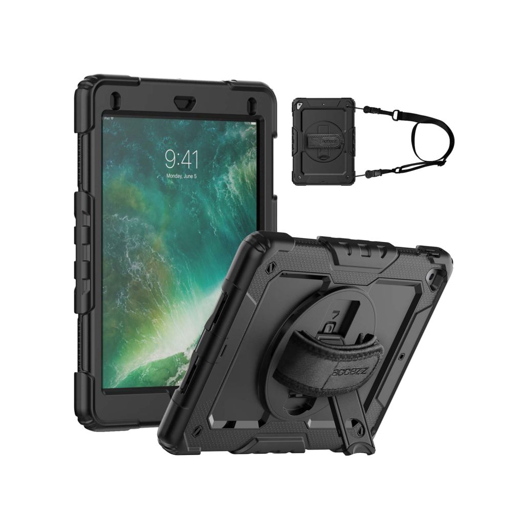 Accezz Rugged Backcover met schouderstrap Apple iPad 6 (2018) 9.7 inch / iPad 5 (2017) 9.7 inch - Zwart