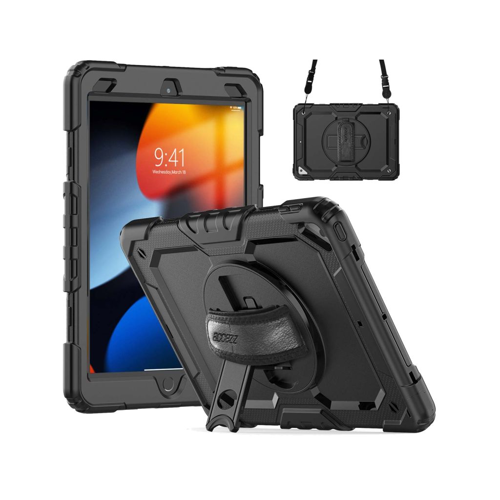 Accezz Rugged Backcover met schouderstrap Apple iPad Air 3 (2019) / Pro 10.5 (2017) - Zwart