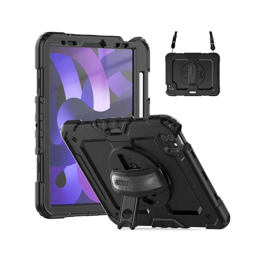 Accezz Rugged Backcover met schouderstrap Apple iPad Air 5 (2022) / Air 4 (2020) - Zwart