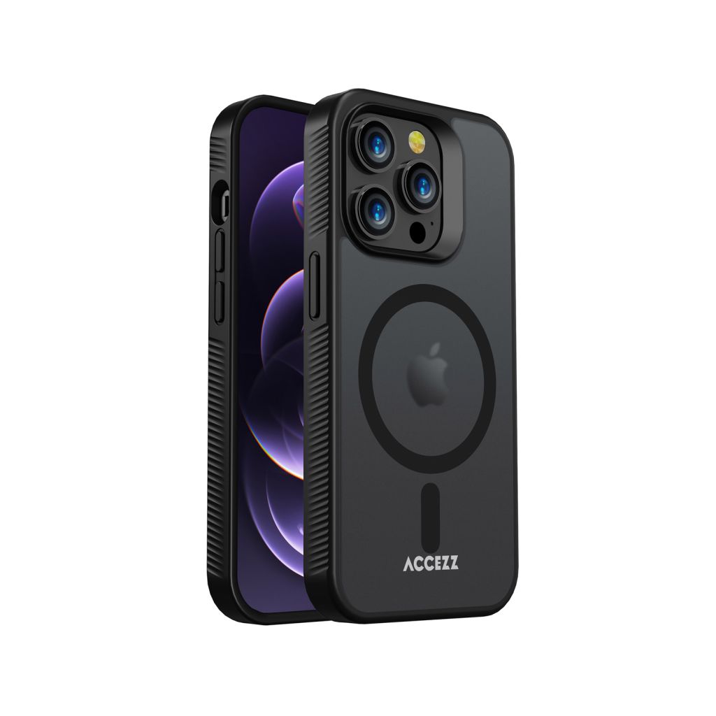 Accezz Rugged Frosted Backcover met MagSafe Apple iPhone 14 Pro - Zwart