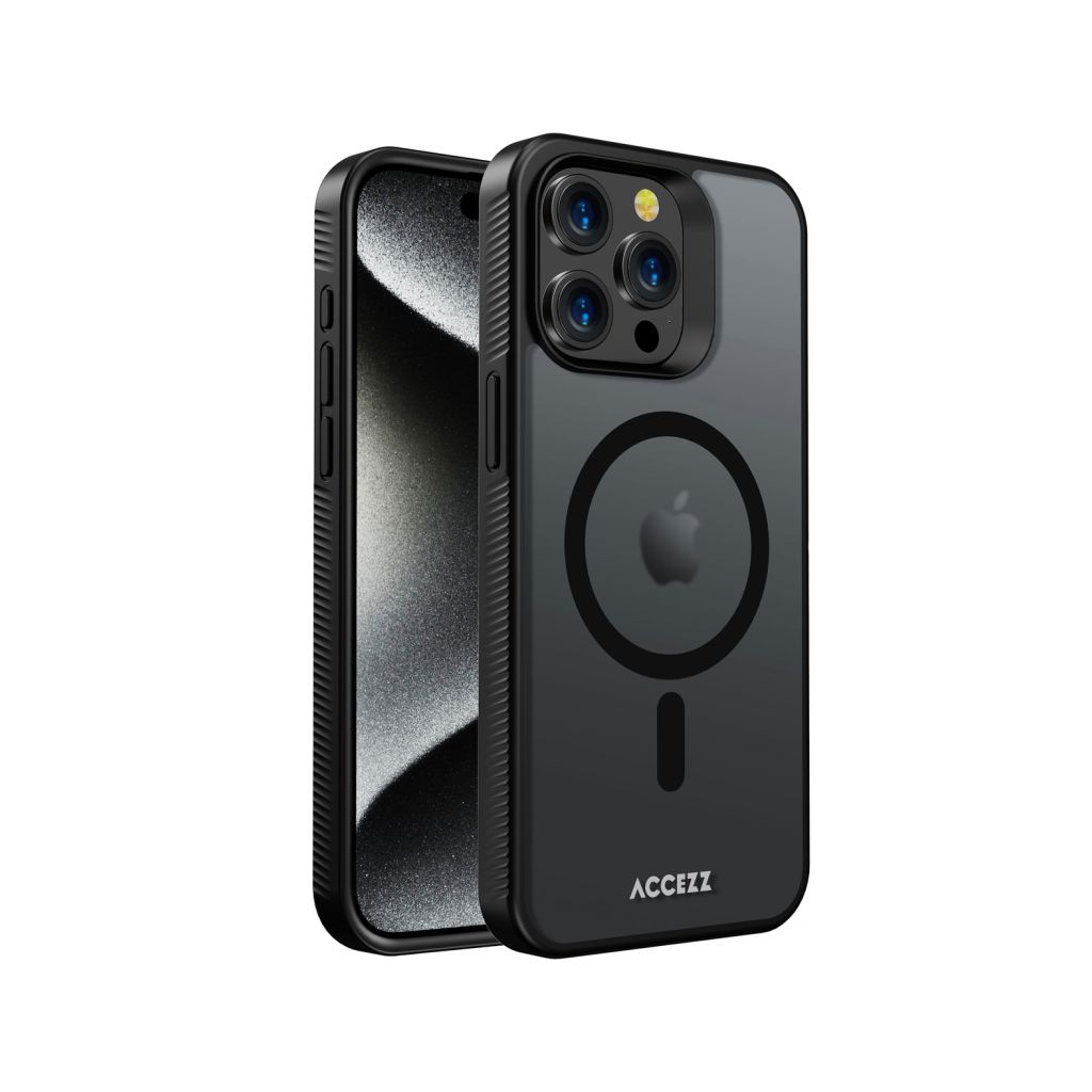 Accezz Rugged Frosted Backcover met MagSafe Apple iPhone 15 Pro Max - Zwart