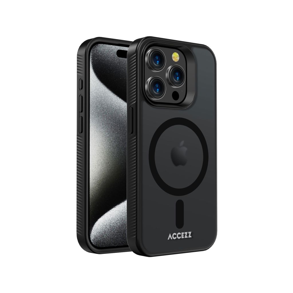 Accezz Rugged Frosted Backcover met MagSafe Apple iPhone 15 Pro - Zwart