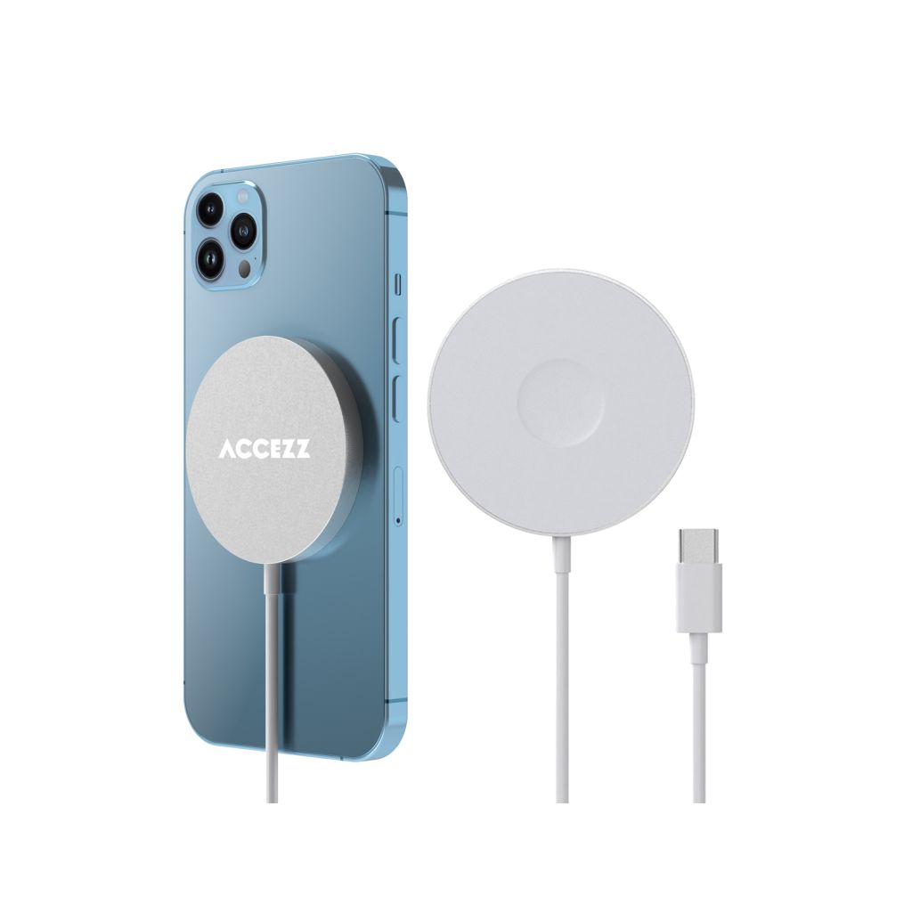 Accezz Wireless Charger USB-C | MagSafe en draadloze oplader - 1 meter - Wit