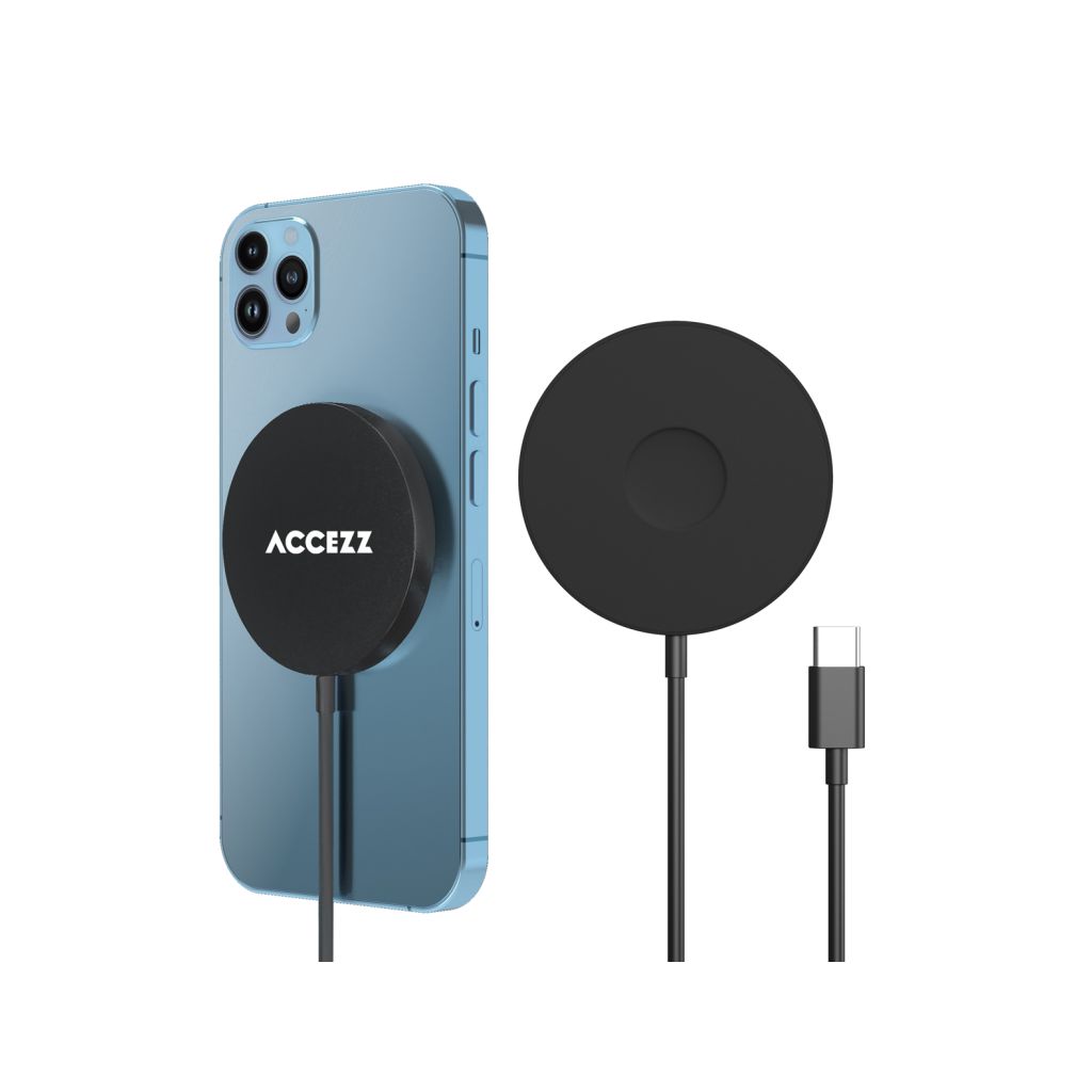 Accezz Wireless Charger USB-C | MagSafe en draadloze oplader - 1 meter - Zwart