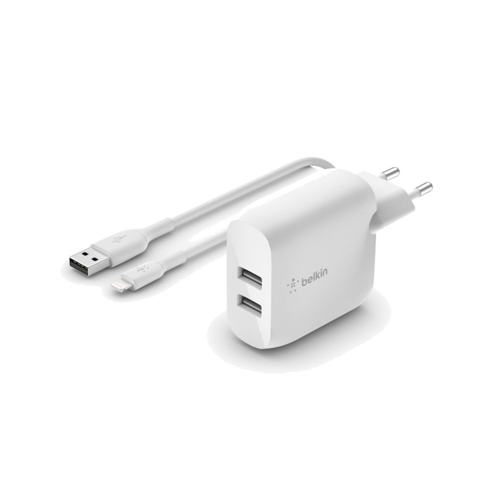 Belkin Boost↑Charge™ Dual USB Wall Charger + Lightning kabel - 24W - Wit