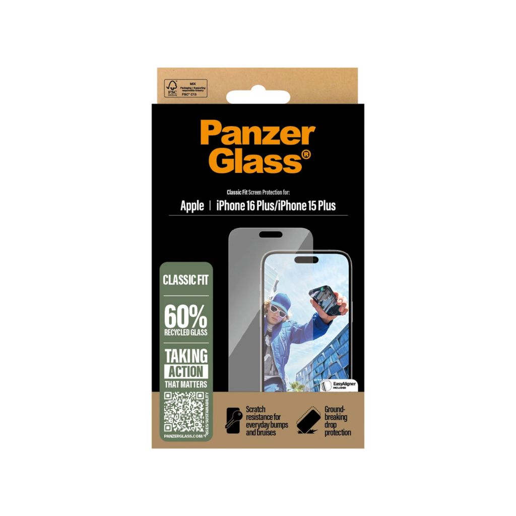 PanzerGlass Anti-Bacterial Screenprotector Apple iPhone 16 Plus
